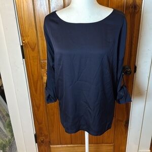 Vince Oversized Navy Silk Blouse